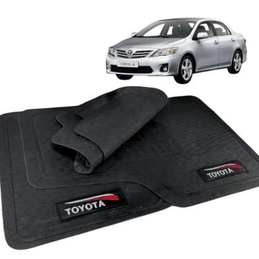 Imagem de Jogo de Tapete Borracha Automotivo Com Logo 5 Peças Bordado Compatível com Corolla 2009 2010 2011 2012 2013 2014 Com Logo Lavável Durável Resistente