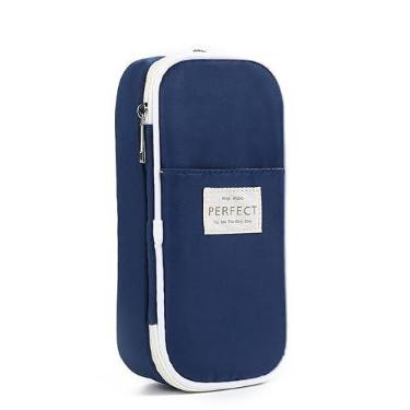 Imagem de Estojo grande para lápis, organizador de bolsa para lápis de lona de grande capacidade com zíper, bolsa portátil para caneta de papelaria, estética fofa