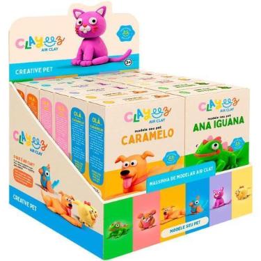 Imagem de Massa para Modelar Criativa Clayeez Creative PETS 38G Display com 12 U