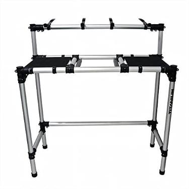 Imagem de Suporte Profissional Titanium Racks RDJCDJ Com Bandejas em MDF Para CDJs, Suporte Para Mixer e Barra L Para Notebook