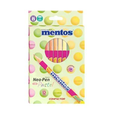 Imagem de Canetinha Hidrográfica Compactor Neo Pen Mentos Super Lavável com Aroma Estojo 12 Cores Pastel
