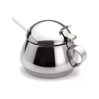 Imagem de Açucareiro 250g Com Tampa E Colher Porta Açúcar Lyr Aço Inox