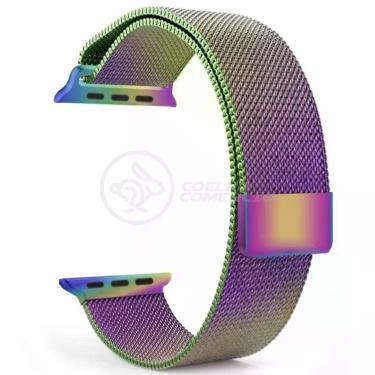 Imagem de Pulseira Milanese De Aço De Ferro Smartwatch 42mm E 44mm Em Aço Inoxidável - Arco íris
