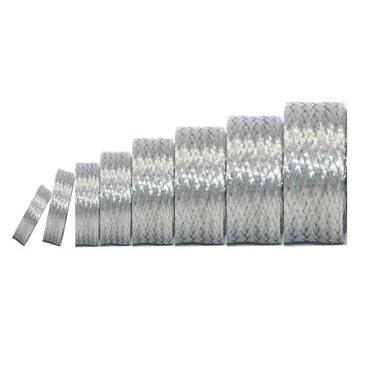 Imagem de EMI RFI Tear de arame blindado metal cobre estanhado aterramento trançado capa de cabo malha proteção ESD plana tubular expansível 3/10.2 cm W (1.2 cm ID)-9FT