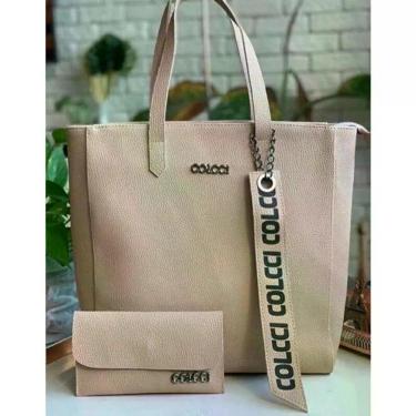 Imagem de Bolsa Feminina Oem Estilo Sacola com Fecho de Zíper 32cm X 34cm Amêndoa para Dia a Dia e Eventos
