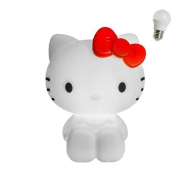 Imagem de Usare Luminária Abajur Infantil Gata Gatinha Hello Kitty com Lâmpada LED Branco Plástico Polietileno