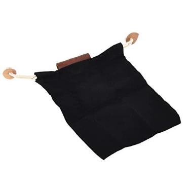 Imagem de Bolsa de forragem de lona de couro, bolsa de forragem de cinto ampla aplicabilidade para coleta de frutas para acampamento (preto)