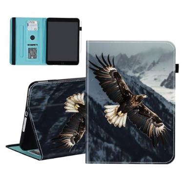 Imagem de smauncucn Capa para Samsung Galaxy Tab S9 FE 5G 10,9 polegadas/Tab S9 11 polegadas 2023, carteira de couro PU, suporte multi-ângulo com despertar/hibernar automaticamente, águia careca voando no céu
