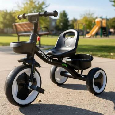 Imagem de Triciclo Infantil Colli Kim Preto Fosco Com Cestinha Aro 12 Com Pedal