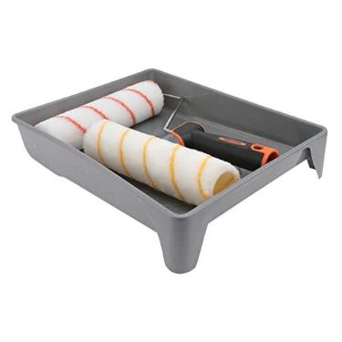 Imagem de HEMOTON 1 Conjunto Conjunto de escova de rolo kit de pincel bandejas decorativas rolos escovar rolo de pintura para decoração suprimentos de pintura de casa pintar tambor escova de parede
