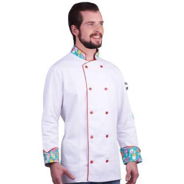 Imagem de Dólmã Para Chef De Cozinha Unissex 100% Algodão Estampa Picolés E Sorv