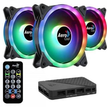 Imagem de Kit 3 Coolers Duo 12 Pro Argb + Hub + Controle Aerocool
