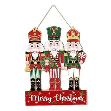 Imagem de Baoblaze Placa de parede decorativa de quebra-nozes de Natal de 11x14 polegadas, superfície lisa para acessórios de porta de entrada, leve