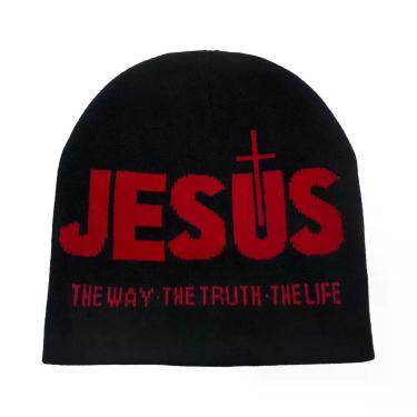 Imagem de Gorro Unissex De Tricô Jacquard Com Alfabeto JESUS, Térmico Para Outon