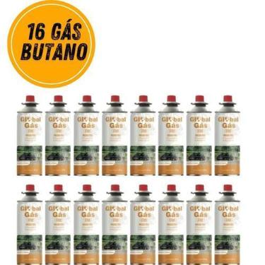 Imagem de Kit 16 refil cartucho gás butano para maçarico culinário e fogareiro c