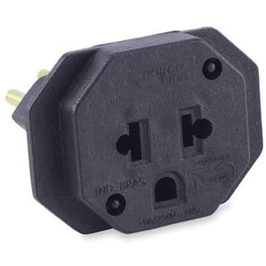 Imagem de Adaptador Para Tomada Universal 2Pinos+T 10A Bivolt Preto, Force Line, 4312