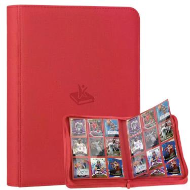 Imagem de Caderno para Cartas XINGFANGWF 360 Bolsos 9 Bolsos com Zíper Vermelho
