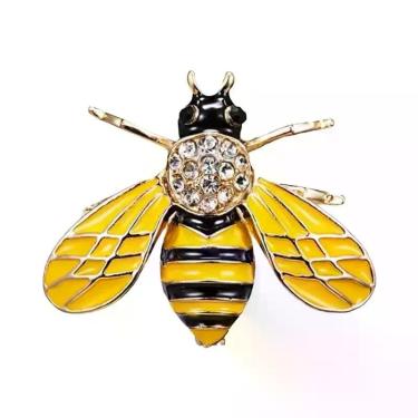 Imagem de Broche De Abelha Unissex Feminino Com Strass E Pérolas, Alfinete De La