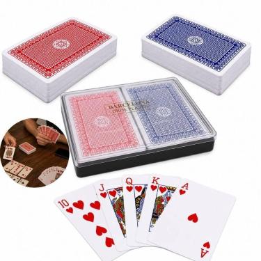 Imagem de Kit 2 Baralhos 100% Plástico Impermeável com Estojo, 108 Cartas ao Tod