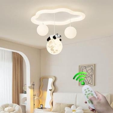 Imagem de Luminária de teto LED para quarto de pais e filhos, luz quente acrílica, lustre decorativo em formato de nuvem com controle remoto, luminária criativa para ambientes internos, como sala de j