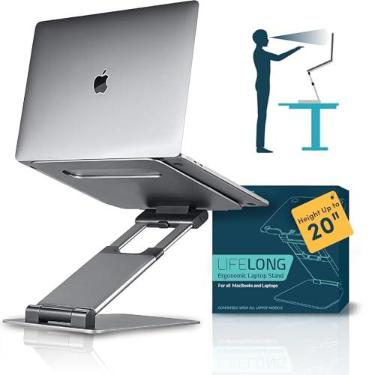 Imagem de Lifelong Suporte ergonômico ajustável para laptop de mesa – Suporte de elevação para laptop portátil de até 50.8 cm, serve para todos os laptops MacBook Air e 10 15 17 polegadas, presente de volta às