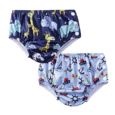 Imagem de Acqua di Mare kit c/2 Sunga com Fralda Reutilizável de Piscina para Bebê Menino 6 a 24 meses (Azul Safári e Piratas, 18 meses)