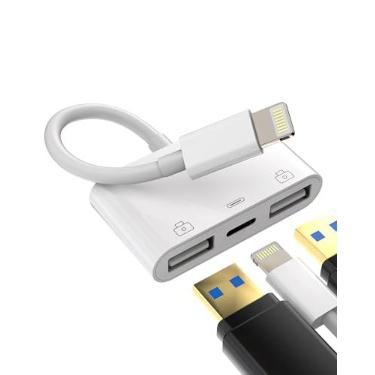 Imagem de OTG e porta de carregamento compatível com Lightning macho para USB 3.0 fêmea adaptador divisor 2.0 para Apple compatível com iPhone 11 12pro Mini Xr X XS 8Plus para iPad Air, câmera, mouse, teclado, MIDI
