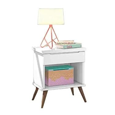 Imagem de Mesa de Cabeceira Melinda Branco 1 Gaveta para Quarto de Bebê Infantil - Phoenix Baby