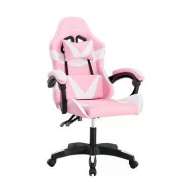 Imagem de Cadeira Giratória Gamer Kl1 Branco E Rosa