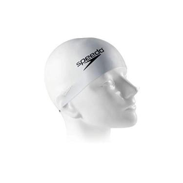 Imagem de Touca de Natação, Speedo, Flat Cap, Silicone Resistente com Encaixe Confortável,Tamanho Único - Branco