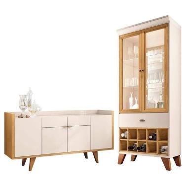 Imagem de Buffet Melodia e Cristaleira Ópera Off White Cinamomo  HB Móveis - HB 
