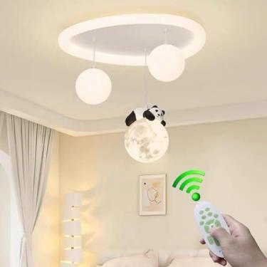 Imagem de Luminária de teto LED para quarto de pais e filhos, luz quente acrílica, lustre decorativo em formato de nuvem com controle remoto, luminária criativa para ambientes internos, como sala de j