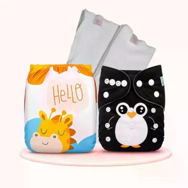 Imagem de Kit 2 Fraldas Ecológicas Premium Menino  Menina  Unissex 4 Absorventes