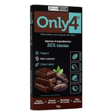 Imagem de Chocolate 85% Cacau Sem Lactose Vegano Only4 80G