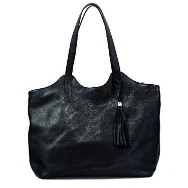 Imagem de Bolsa Feminina Grande Luxo de Couro Preto