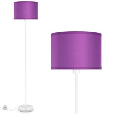 Imagem de AUQUEE Luminária De Chão, Luminária De Pé, Luminárias De Pé Modernas Com Abajur Roxo, 145 Cm De Altura, Pedal, Decoração Simples Para Sala De Estar, Quarto Infantil, Quarto De Menina, Sala De Estar,