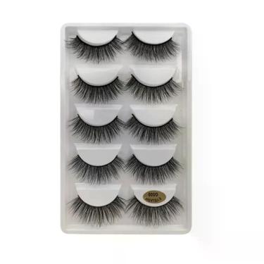 Imagem de 5 Pares 3D Cílios Postiços Invisível Banda Natural Long Black Cílios - Kit 5 Pares