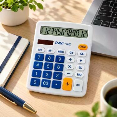 Imagem de Calculadora Colorida De Mesa 12 Dígitos Escolar Escritório Comercial -