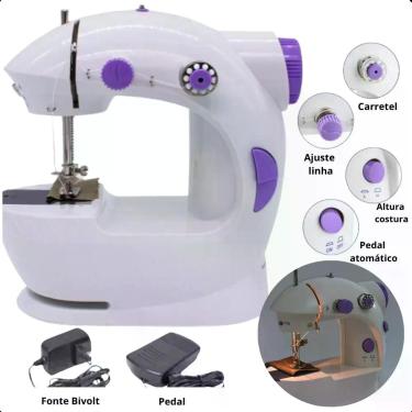 Imagem de Máquina de Costura Portátil com Pedal, Bivolt e Design Moderno Branco