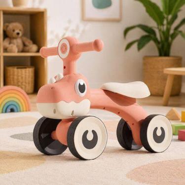 Imagem de Balance Bike Dino Infantil com Luz e 4 Rodas Sem Pedal Suporta Até 25k