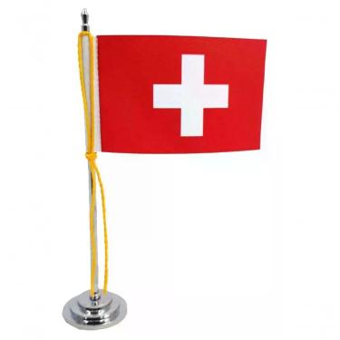 Imagem de Mini Bandeira De Mesa Da Suiça15 Cm Poliéster