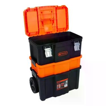 Imagem de Caixa de Ferramentas 3 em 1 Modular com Compartimentos Empilháveis e Rodas Resistentes Tactix 29,7CM