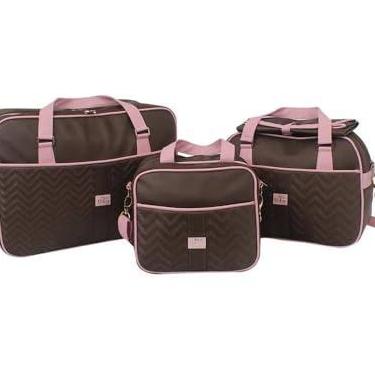Imagem de Kit Mala + Bolsa Maternidade + Frasqueira Monte Carlo Just Baby Rosa