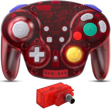 Imagem de Controle GameCube SAFFUN Sem Fio 2.4GHz Vermelho Translúcido