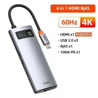 Imagem de Hub Usb Tipo C Baseus 200 Hub C Usb 6 Em 1