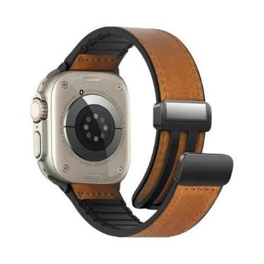 Imagem de Pulseira De Couro Magnética Para Apple Watch De 49mm 44 45 42mm 40 46 