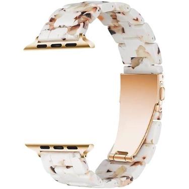 Imagem de MaKTech Pulseira de Resina de Peso Leve com Fecho de Aço para Apple Watch Série 11/10/9/8/7,SE 3/2/1 [2025] (42mm/41mm/40mm,Nougat Branco)
