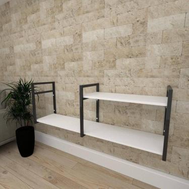 Imagem de Aparador industrial aço cor preto prateleiras 30cm cor branca modelo i