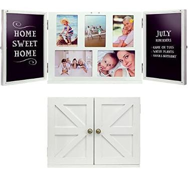 Imagem de Moldura de madeira para colagem da Barndoor com 2 portas magnéticas: cor para cozinha, sala de estar, quarto, escritório - Branco