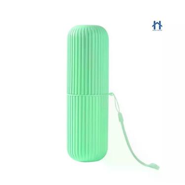 Imagem de Estojo Porta Escova e Pasta Dental OEM Multiuso para Viagem Trabalho e Escola em Plástico Verde Menta com Alça 1 Unidade